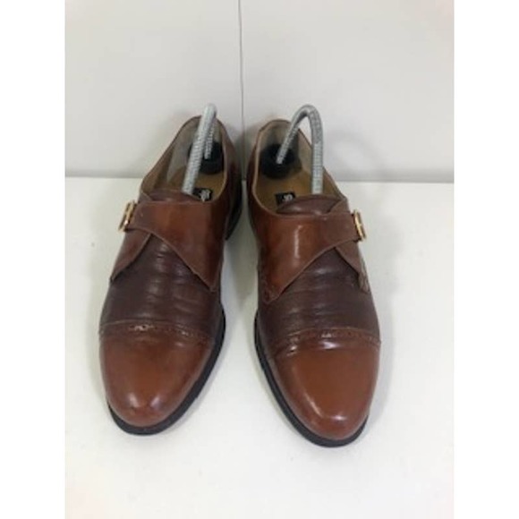 Stamati Mastroianni Leather Almond Toe Monk Strap Dress Shoes Brown Mens US 8 main image 7